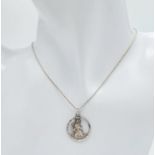 A sterling silver St Christopher pendant on 925 silver chain. Total weight 5.5G. Total length 42cm.