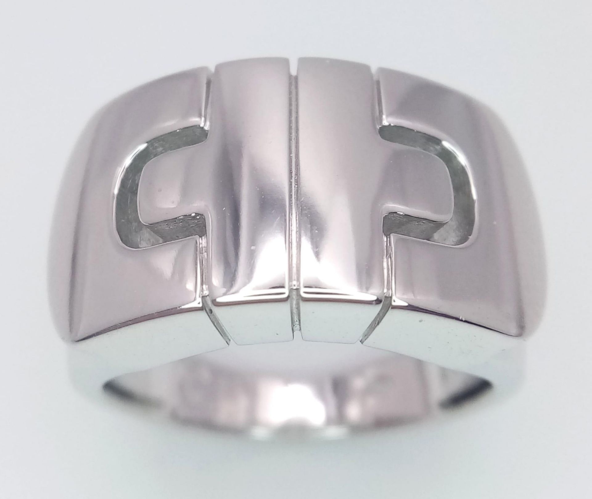 A classic BVLGARI design 18 K white gold ring, size: O, weight: 11.5 g. In excellent quality! - Bild 2 aus 18