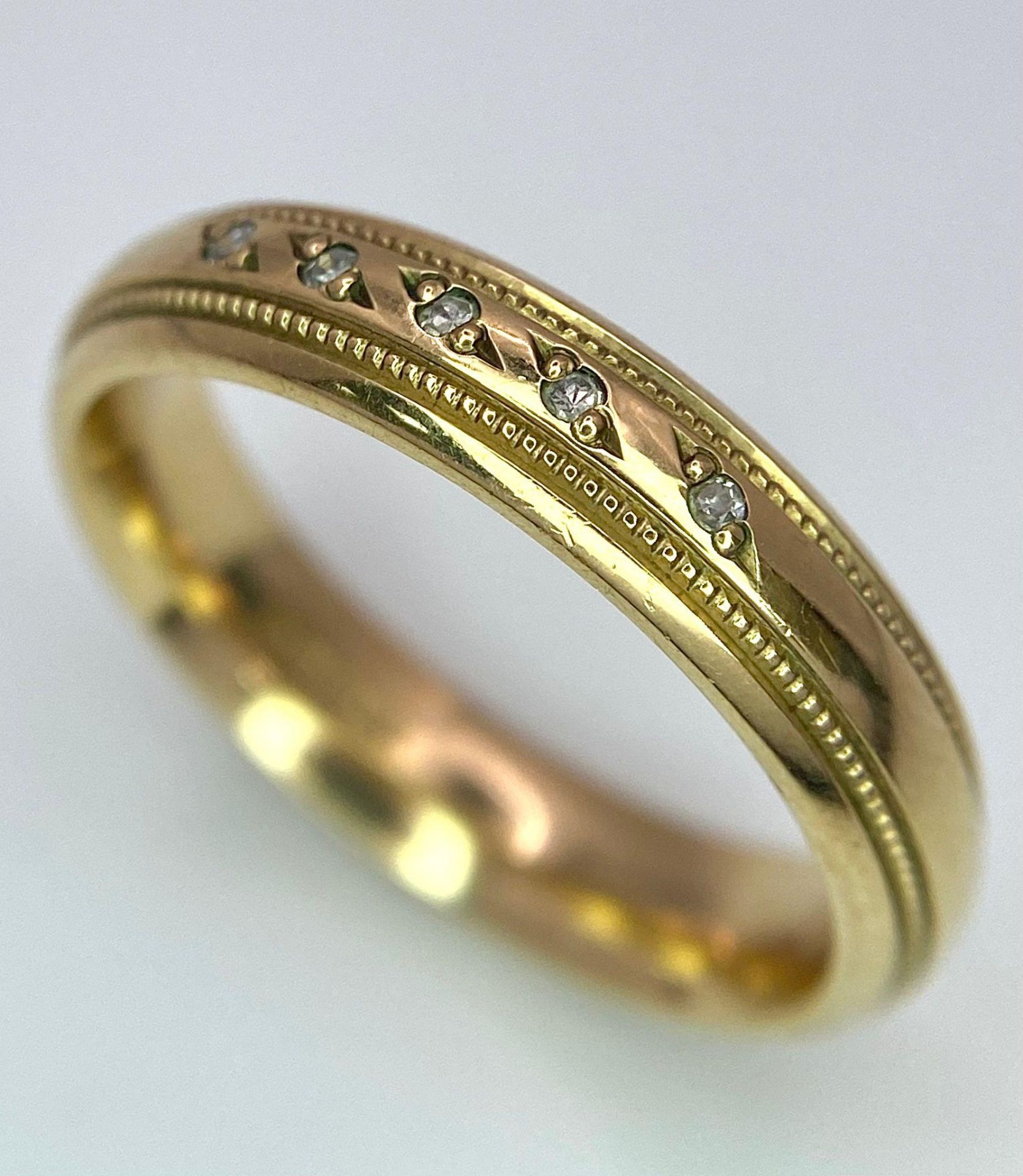 A Vintage 9K Yellow Gold Five Stone Diamond Ring. Size L. 3.75g weight. Full UK hallmarks. - Image 3 of 6
