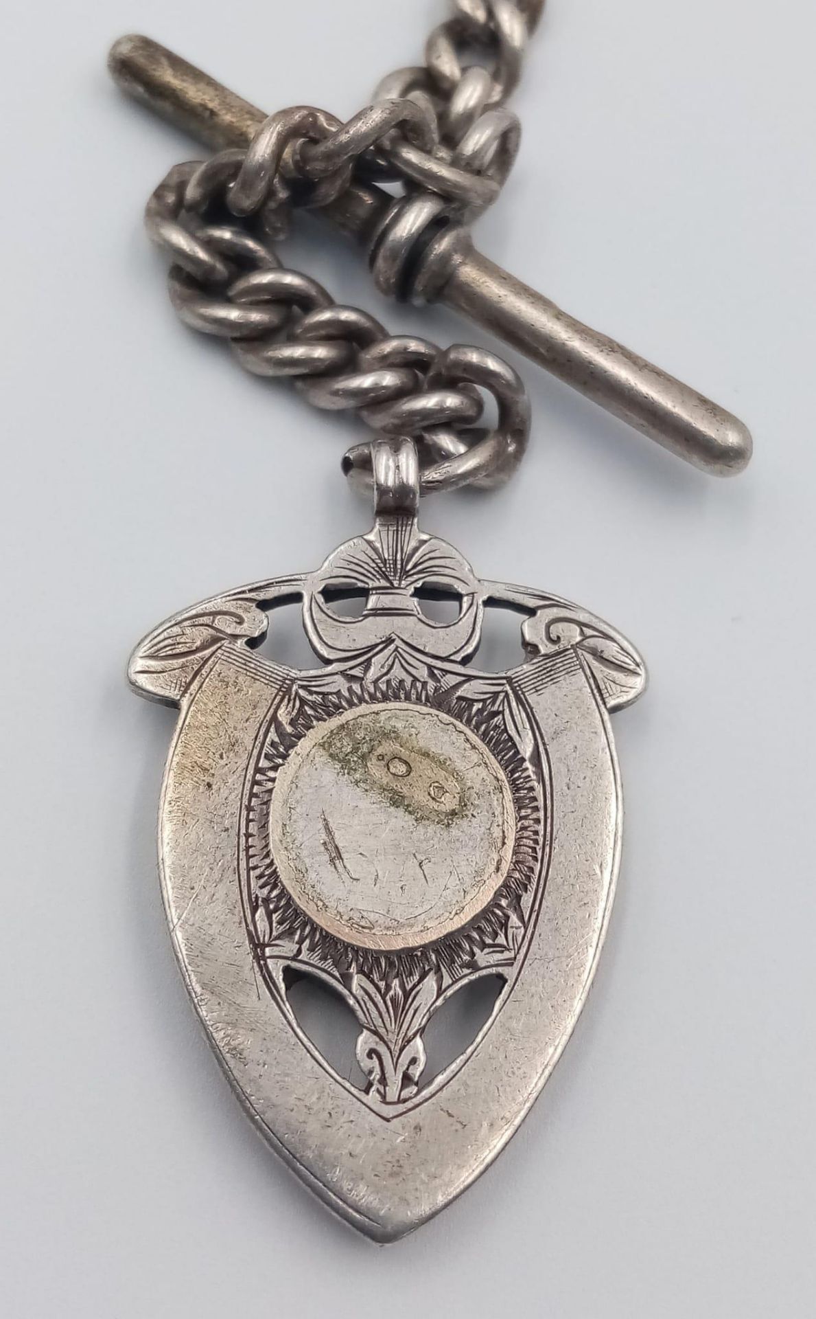 A Vintage Sterling Silver Half Hunter 'Record' Pocket Watch. Comes with an antique Albert chain - Image 9 of 13