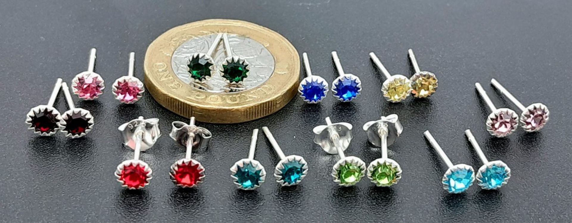 10 X PAIRS OF STERLING SILVER STONE SET STUD EARRINGS, VARIOUS VIBRANT COLOURS WITH 2 PAIRS OF - Bild 10 aus 10