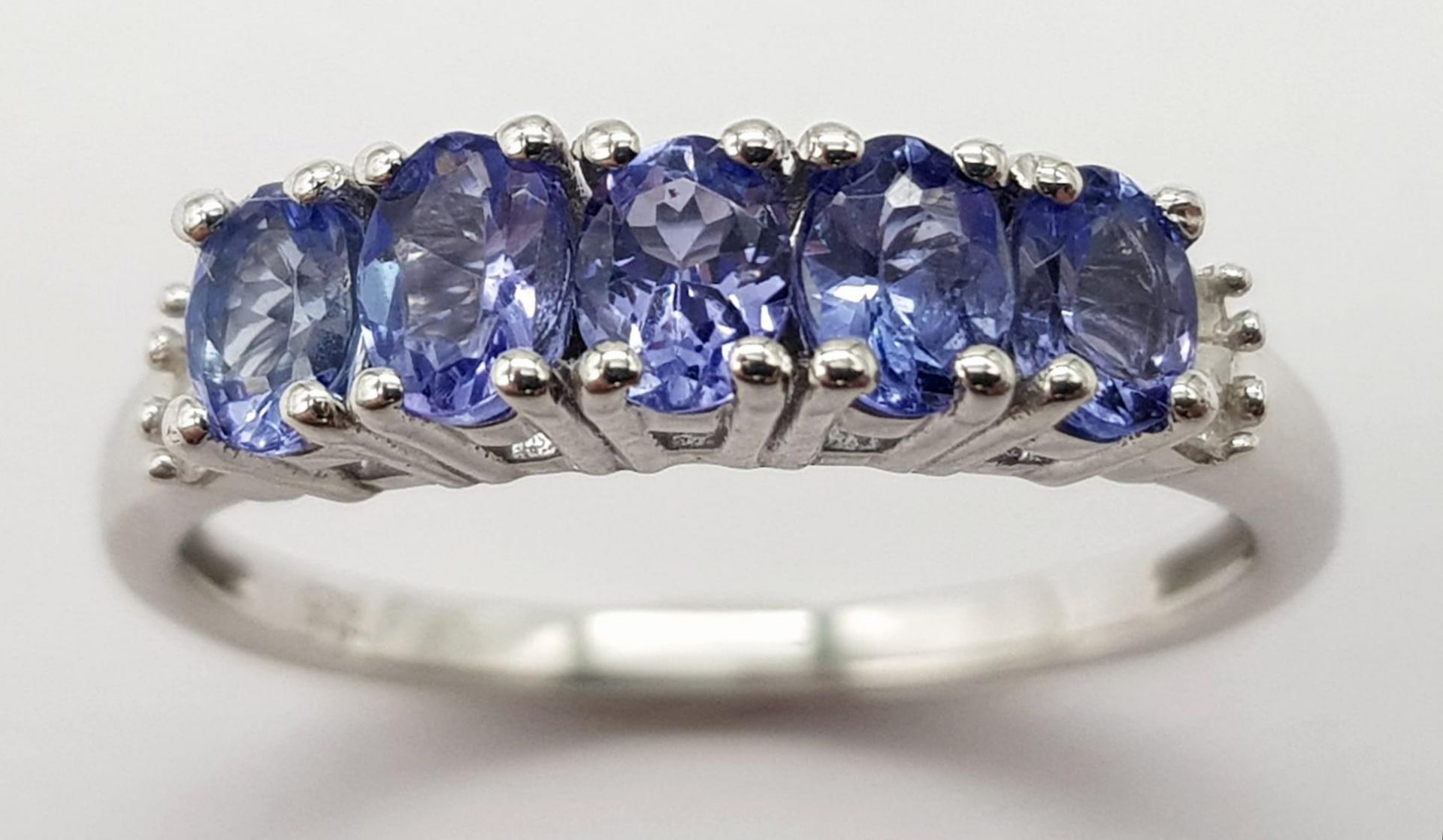 A Tanzanite and Diamond Ring set in 925 Silver. Size M. - Image 3 of 6