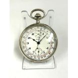 Vintage silver Doxa chronograph pocket watch ticking but sold as found