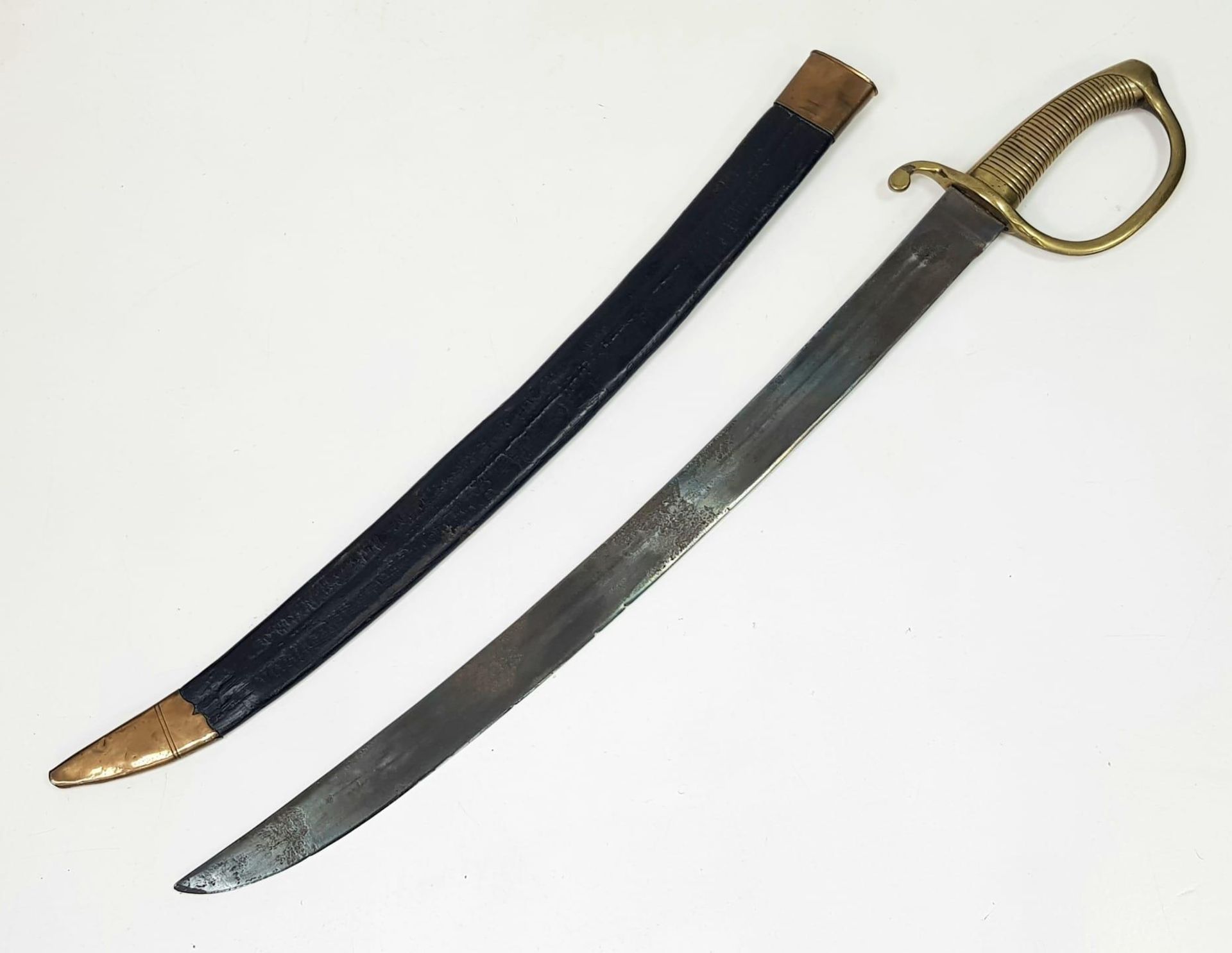 A Victorian Police Inspectors Short Sword in Original scabbard. Broad, curved blade and Brass - Bild 2 aus 8