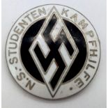 3rd Reich N.S Student “Kampfhilfe” Combat Aid Pin, given to Students who helped with the War Effort.