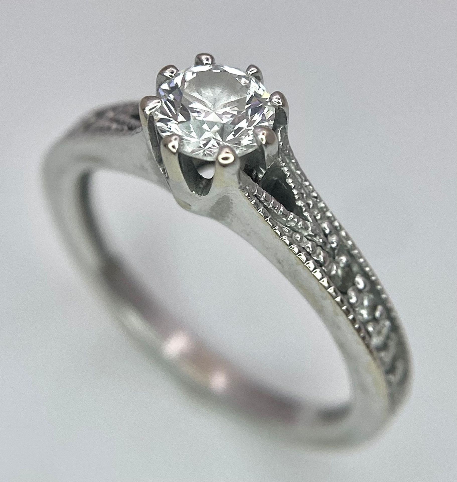 Two Different Style 18K White Gold Rings. A 0.50ct brilliant cut central diamond with diamond - Image 2 of 8