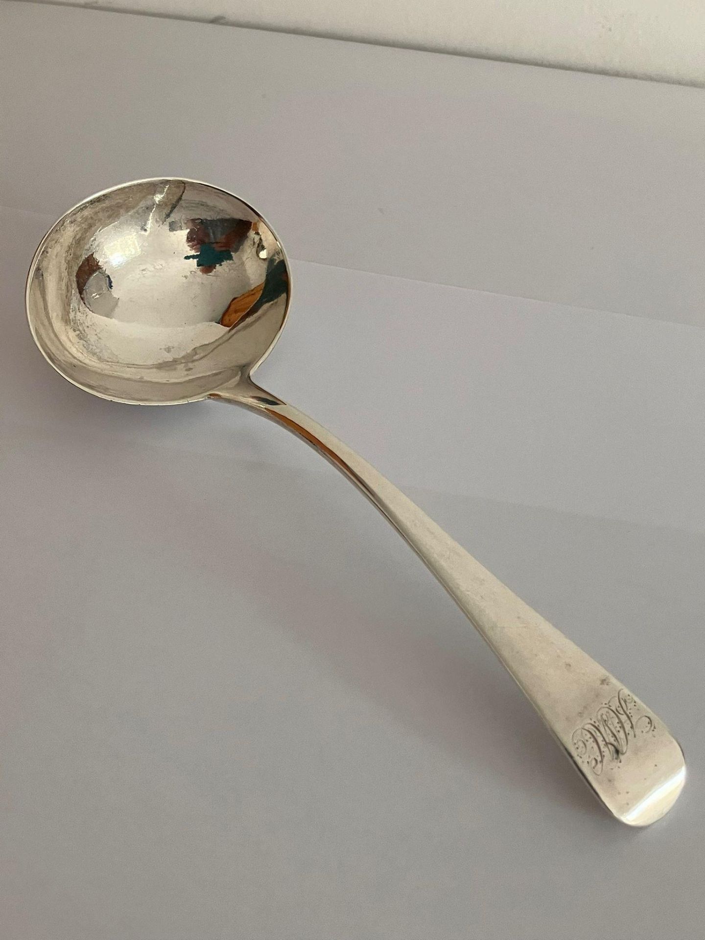Antique GEORGE III SILVER LADLE. Clear hallmark for George Smith, London 1806. Exceptional