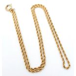 A 44cms 9k gold twist link neck chain . 7.4gms