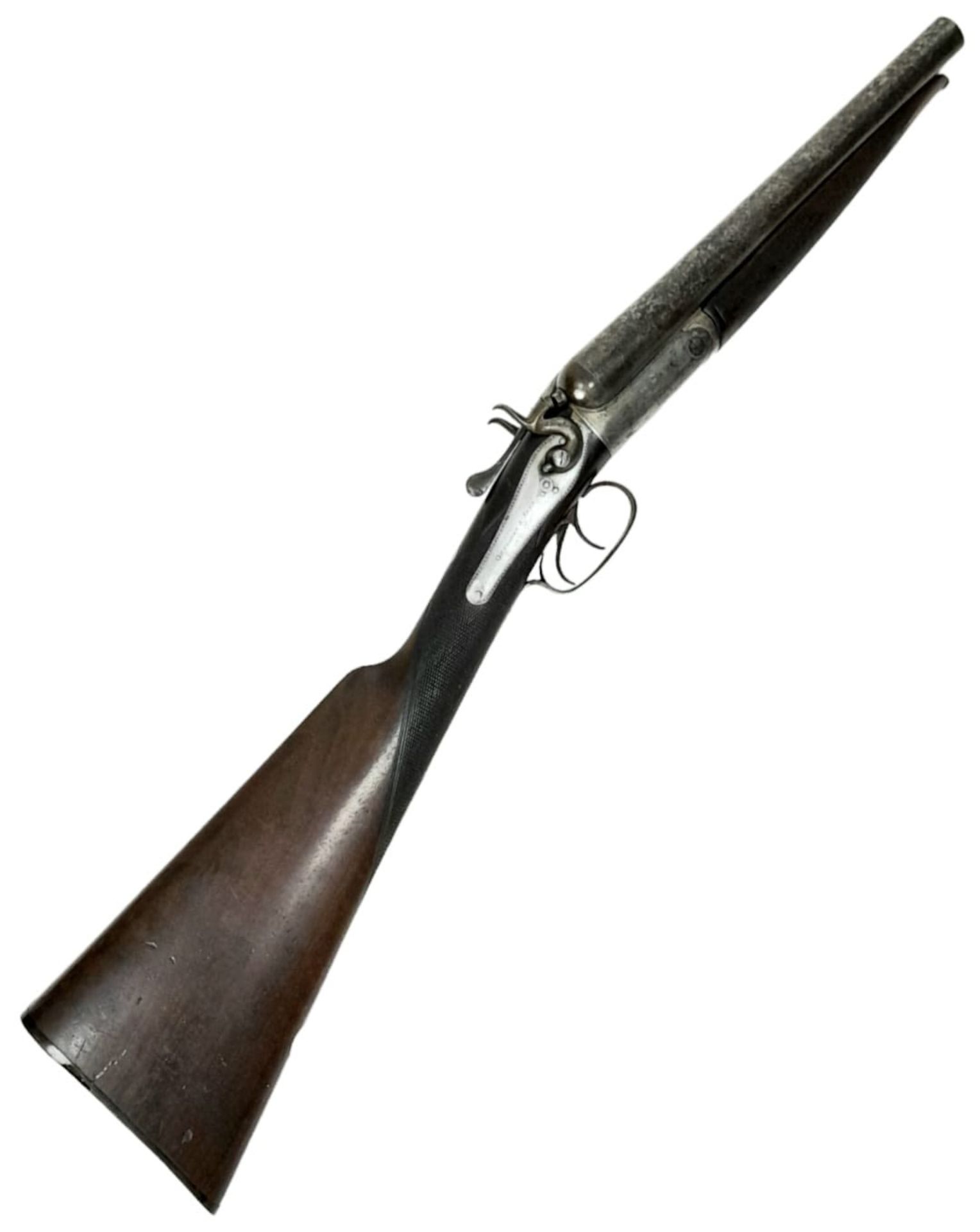 A Deactivated Antique Double Barrelled Sawn Off Shotgun. This British H. Clarke and Sons, Side by - Bild 3 aus 16