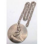 A vintage Jorgen Jensen Denmark pendant on necklace. Total weight 30.8G. Total length 68cm.