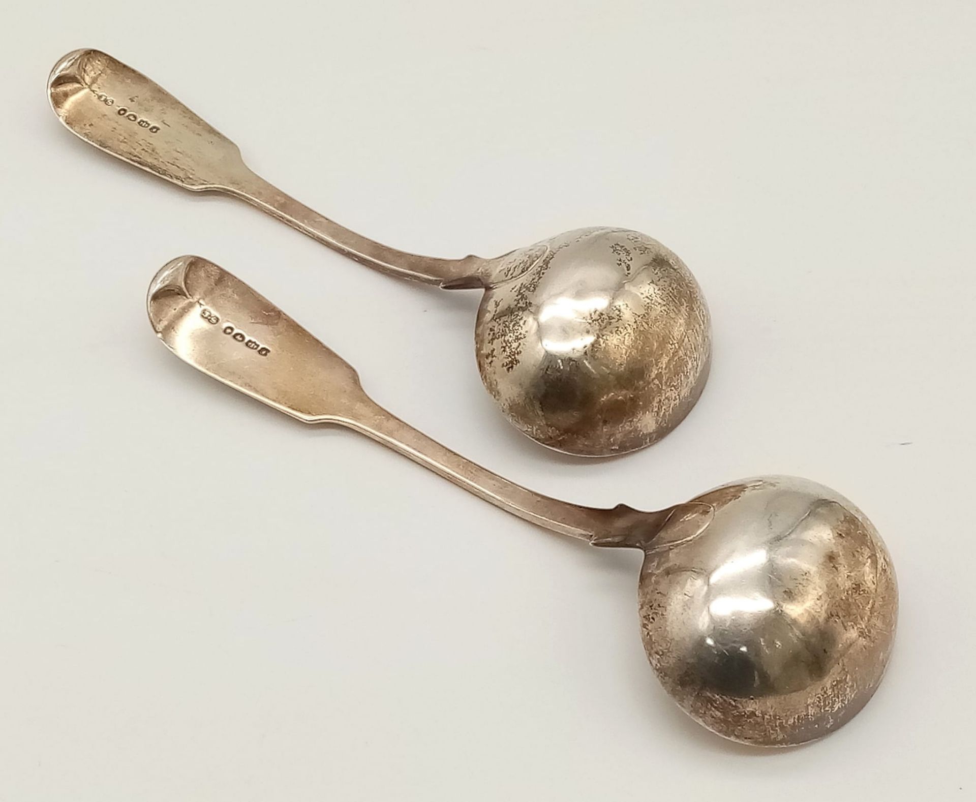 2X antique Victorian sterling silver ladles. Total weight 173.3G. Total length 20cm. Please see - Bild 2 aus 6