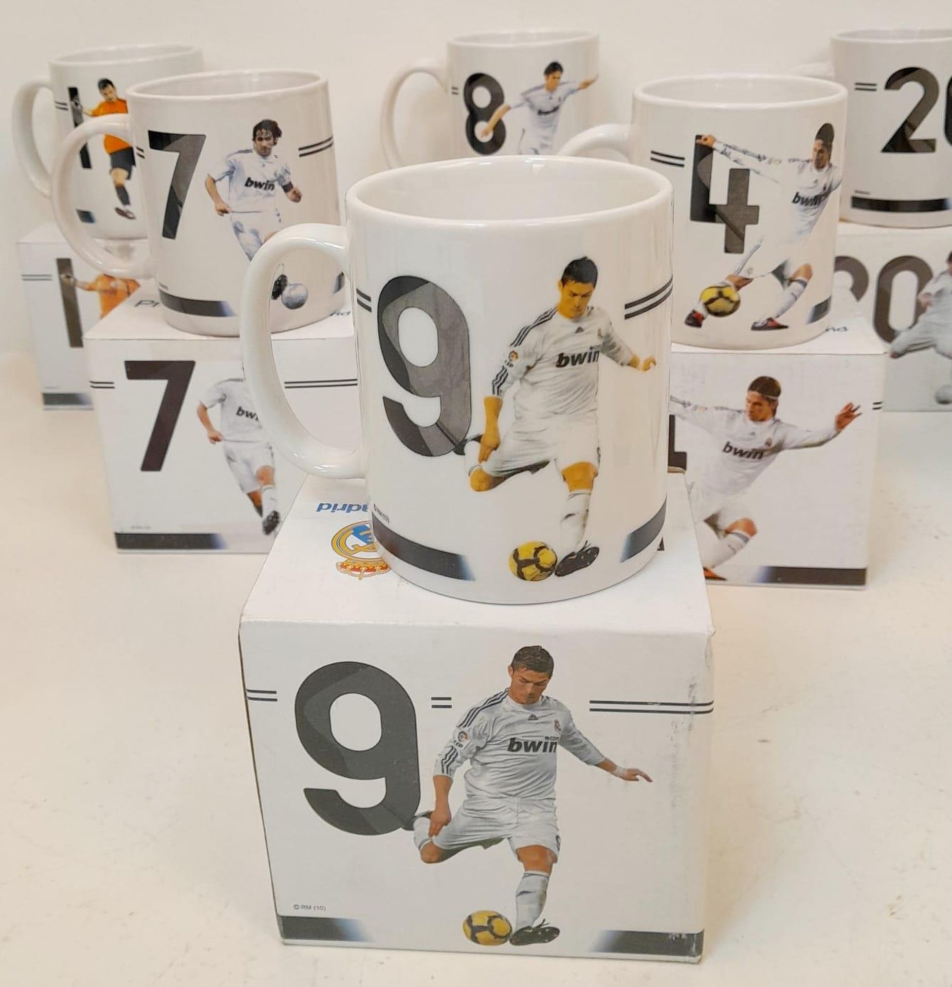 A Collection of Eleven Real Madrid Mugs - Each decorated with a different player. As new, in - Image 3 of 5