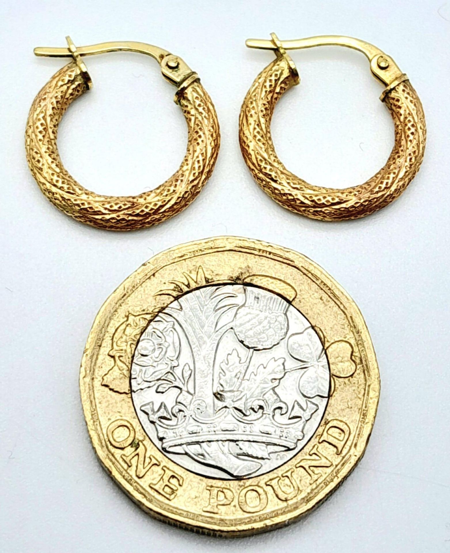 A Pair of 9K Yellow Gold Small Creole Earrings. 1.2g weight. - Image 4 of 8