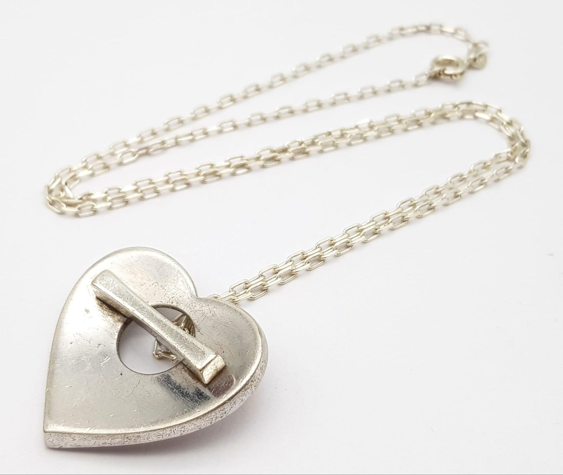 A Vintage Kenzo Heart Pendant Necklace. 50cm Length 950 Silver Chain. Pendant Measures 3.5cm Wide. - Bild 3 aus 11