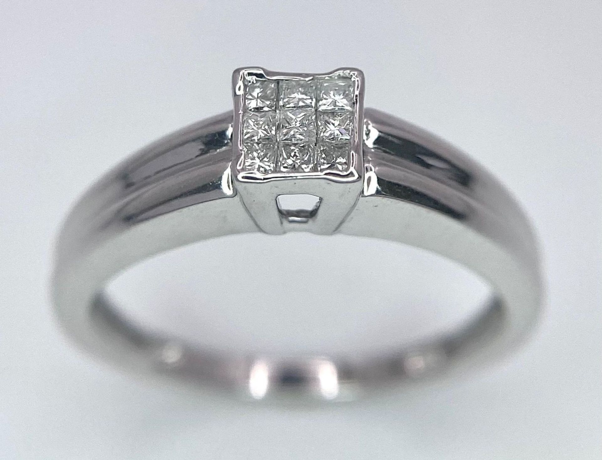 9K WHITE GOLD DIAMOND RING, APPROX 0.18CT DIAMONDS, WEIGHT 1.9G SIZE K - Bild 5 aus 14