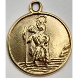 A 9K Yellow Gold St. Christopher Pendant/Charm. 2cm. 2.7g