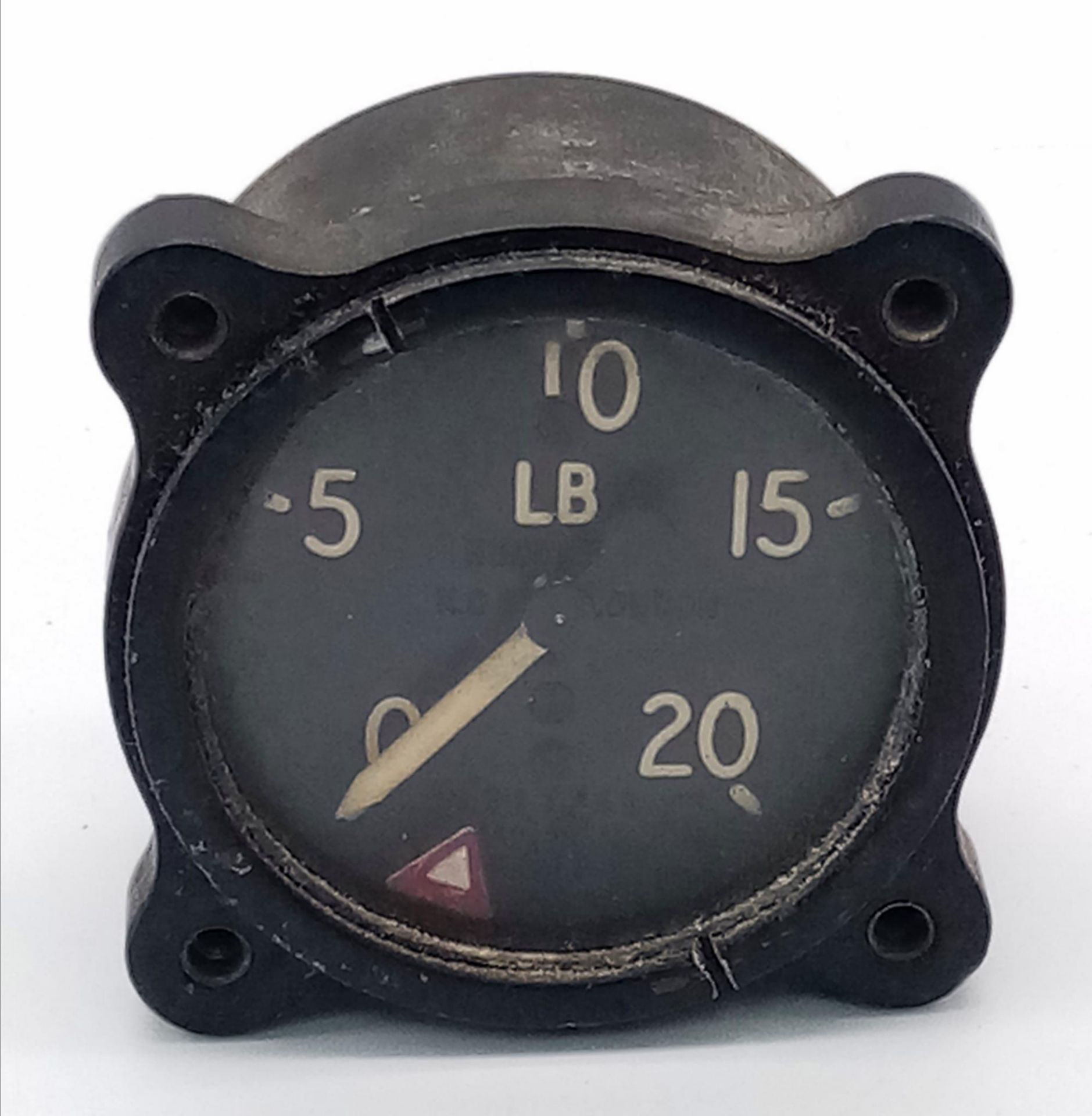 A Vintage RAF Aircraft Pressure Gauge - Military markings at rear. 5cm dial diameter.