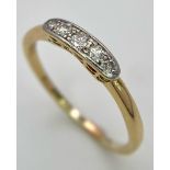 An 18K Yellow Gold and Platinum Vintage 5 Stone Diamond Ring. Size R, 2.2g total weight. Ref: 8502