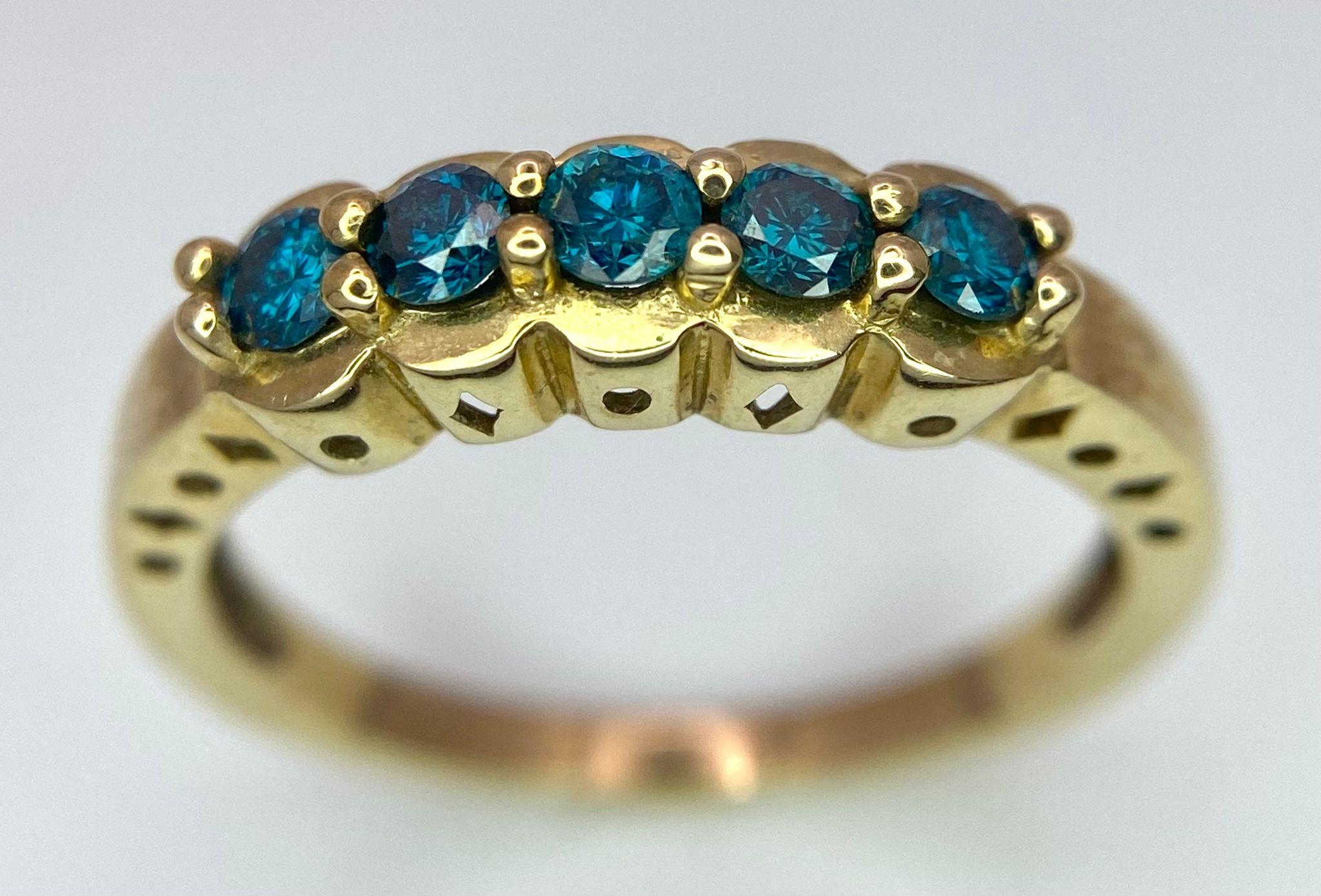 A 9K Yellow Gold Five Stone Topaz Ring. Size L. 2.12g total weight. - Image 2 of 6