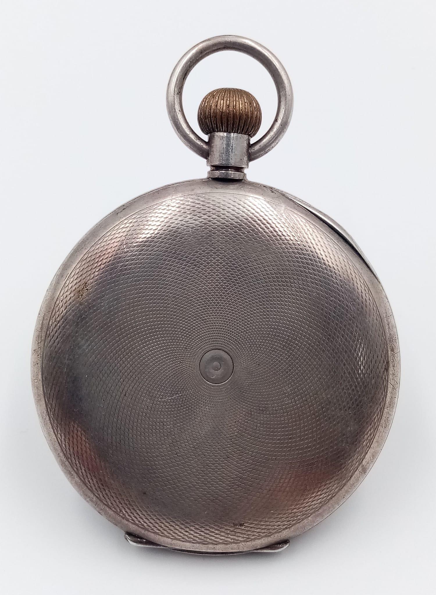 A Vintage Sterling Silver Half Hunter 'Record' Pocket Watch. Comes with an antique Albert chain - Image 5 of 13