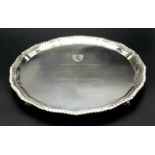 A Beautiful Sterling Silver Salver in a Fitted Presentation Case. Hallmarks for Sheffield 1996. 950g