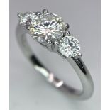 A Brilliant Round Cut 1ct White Moissanite Ring - Set in 925 Silver. Size P. Comes with a GRA