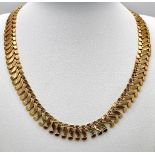 A Wonderful 18K Yellow Gold Reptilian Link Necklace with a Snakes Head Clasp! 42cm length. 37.71g