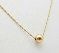 18K Yellow Gold (tested as) Ball Necklace, 2.2g total weight, 20” chain length