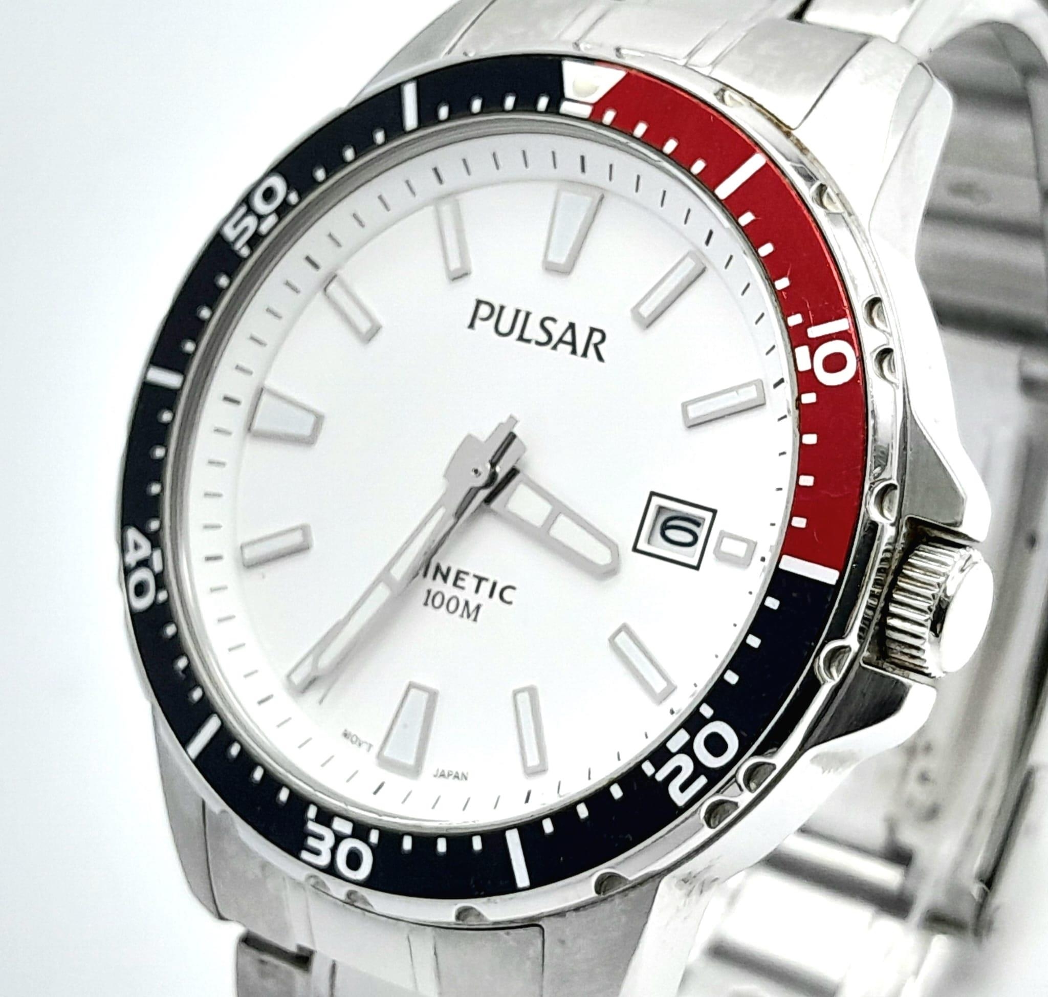 A Men’s Pulsar Kinetic Automatic Date Watch. 44mm Including Crown. Working Order - Image 2 of 13