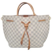 A Louis Vuitton Damier Azur Girolata Bag. Leather exterior with gold-toned hardware, 2 rolled