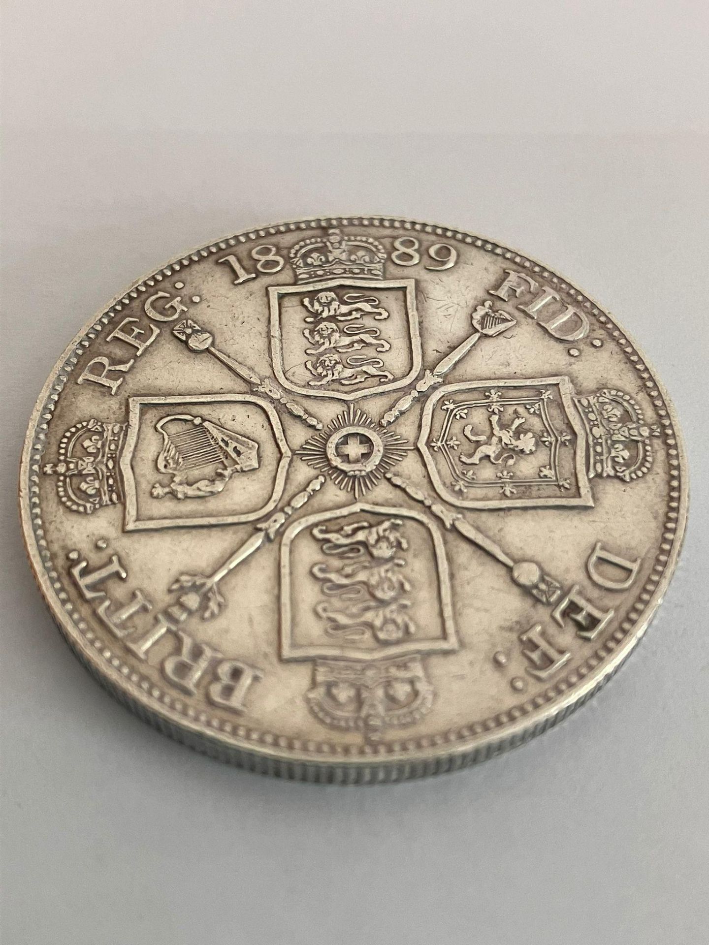 1889 SILVER DOUBLE FLORIN. Condition extra fine almost Brilliant. Having clear and bold raised