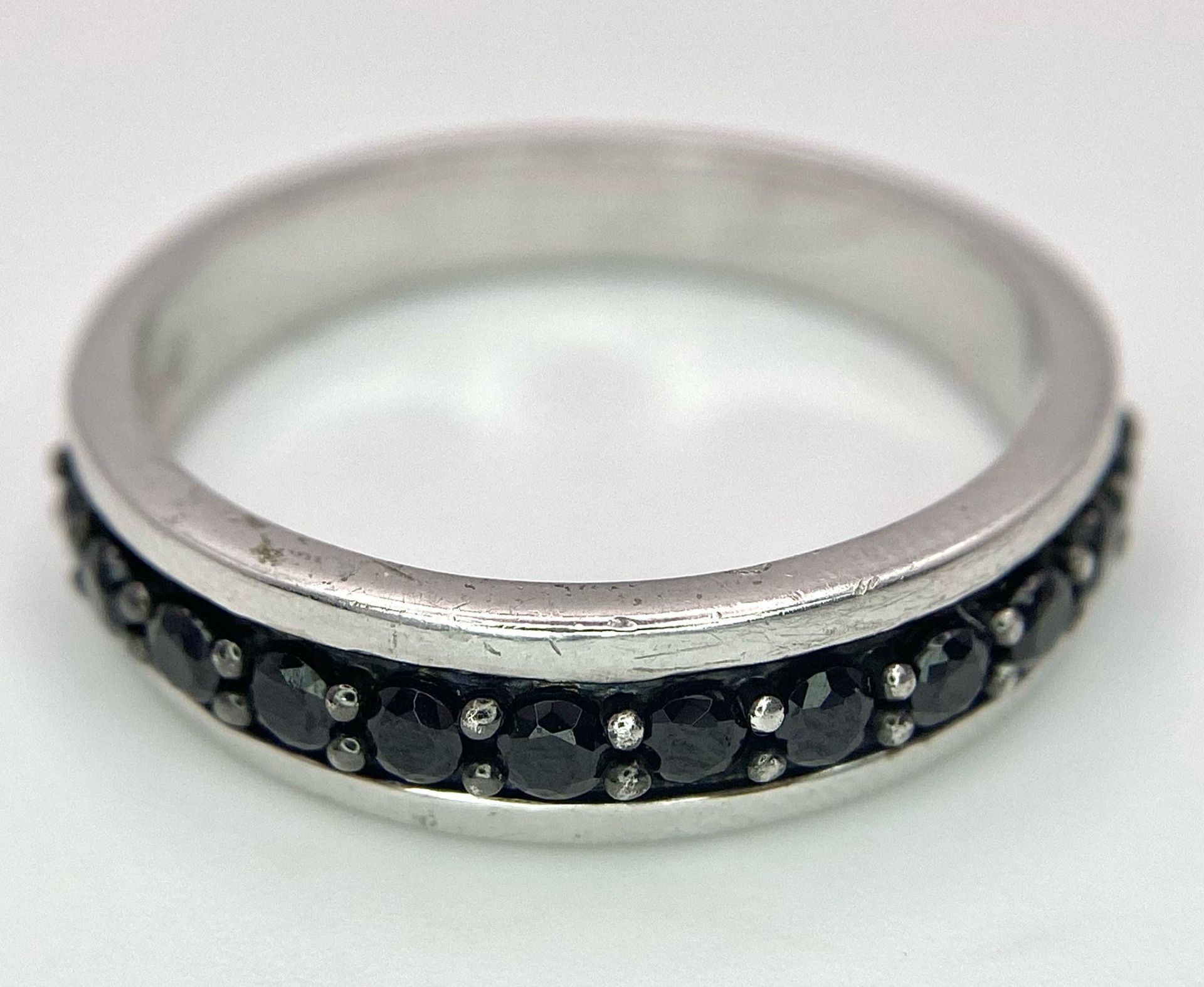 A 925 Silver and Sapphire Half Eternity Ring. Size X. - Image 5 of 7