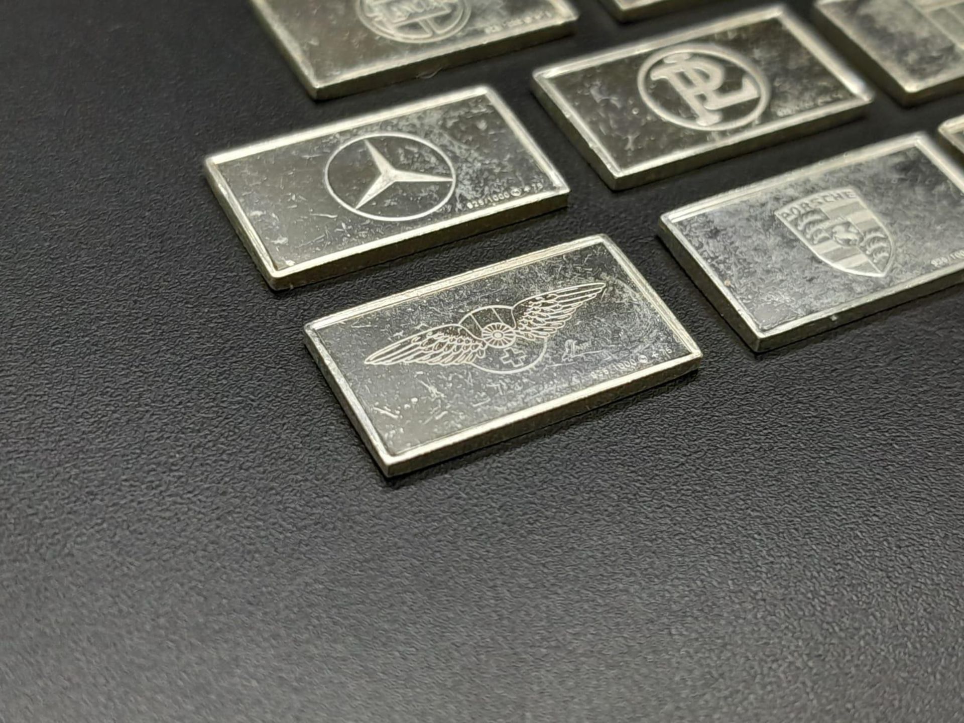 A Selection of 8 Sterling Silver European Car Manufacturer Plaques - Citreon, Mayback, Hispano- - Bild 18 aus 26