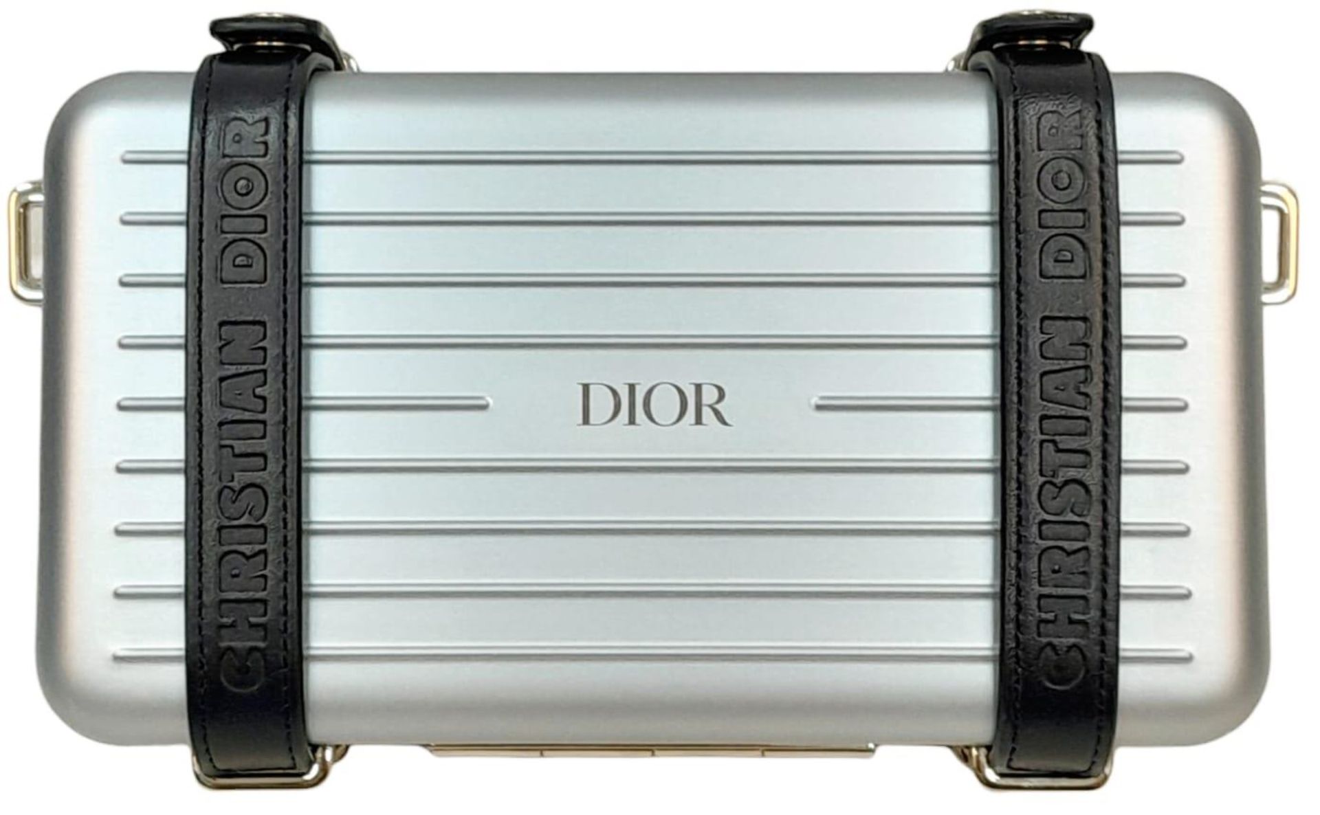 A Christian Dior x Rimowa Collaboration Ice Blue Clutch Bag. Aluminium exterior with silver-toned - Bild 2 aus 6