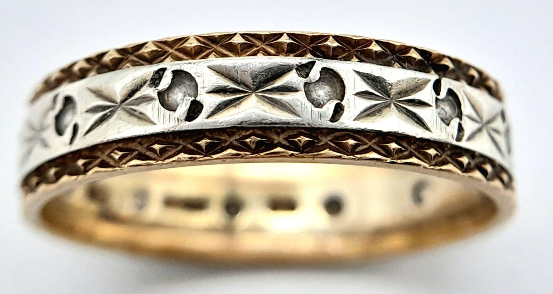 A Vintage 9K Yellow and White Gold Diamond Eternity Ring. Size P. 2.7g weight. - Image 2 of 11