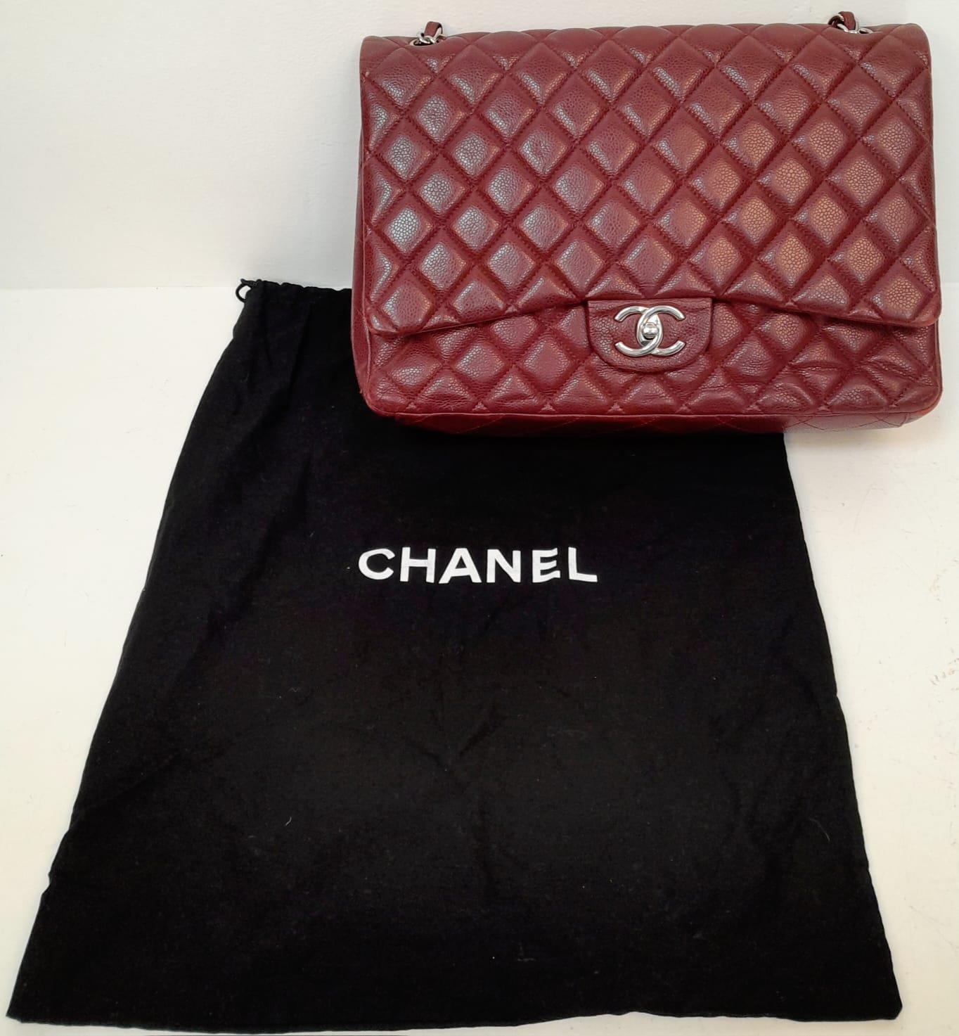 A Chanel Burgundy Jumbo Classic Double Flap Bag. Quilted leather exterior with silver-toned - Image 4 of 16