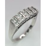 A fancy 925 silver Zirconia double row ring. Total weight 3.4G. Size S/T.