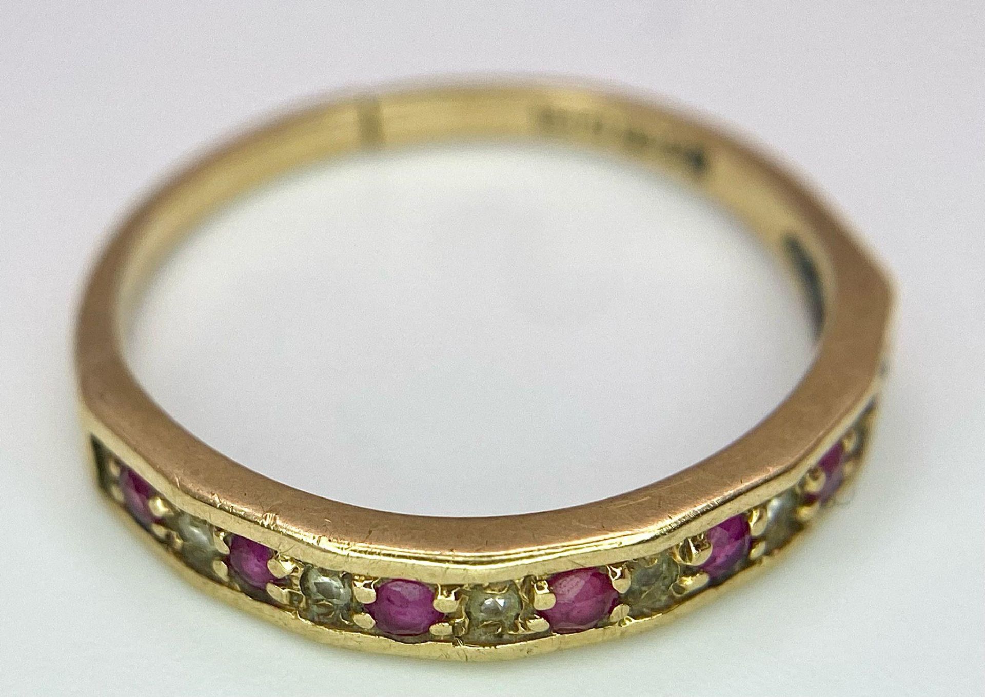 A 9K GOLD RUBY AND DIAMOND RING . 1.6gms size N - Image 7 of 11