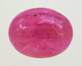A Sealed 15.41ct Natural Ruby, in the Oval Cabochon shape. Comes with AIG Milan Certificate. ref: ZK