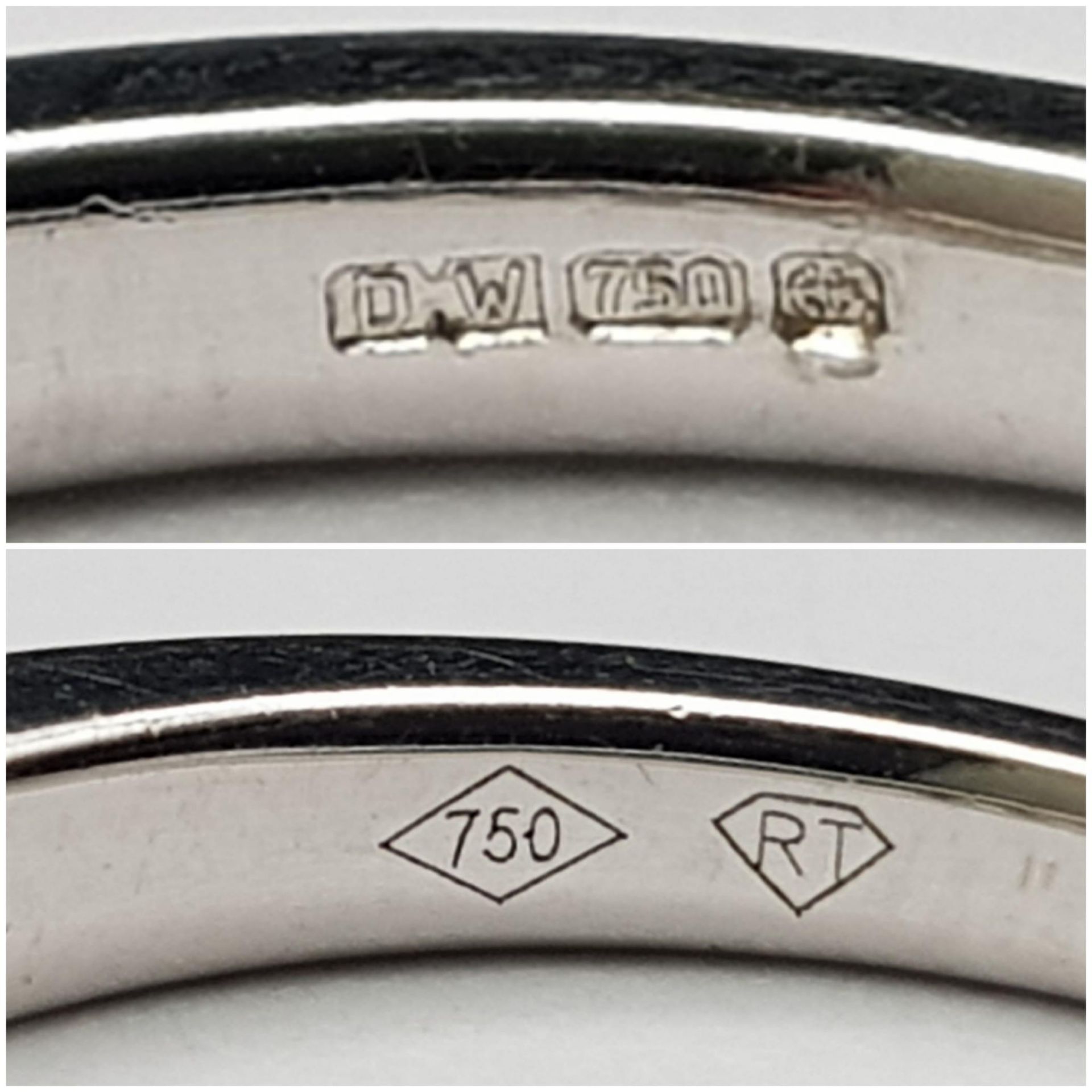 AN 18K WHITE GOLD DIAMOND 1/2 ETERNITY RING. CHANNEL SET PRINCESS CUTS. 0.35CTW. 2.5G. SIZE M - Image 5 of 5