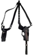 A C.I.A. STYLE SHOULDER HOLSTER WITH REMOVABLE BELT LOOP STABILISERS , FULLY ADJUSTABLE AND HAVING