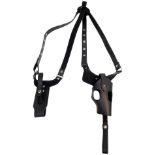 A C.I.A. STYLE SHOULDER HOLSTER WITH REMOVABLE BELT LOOP STABILISERS , FULLY ADJUSTABLE AND HAVING