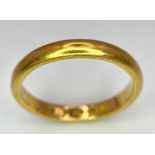 A 22 K yellow gold wedding band ring, fully hallmarked, size: U, weight: 6.4 g.
