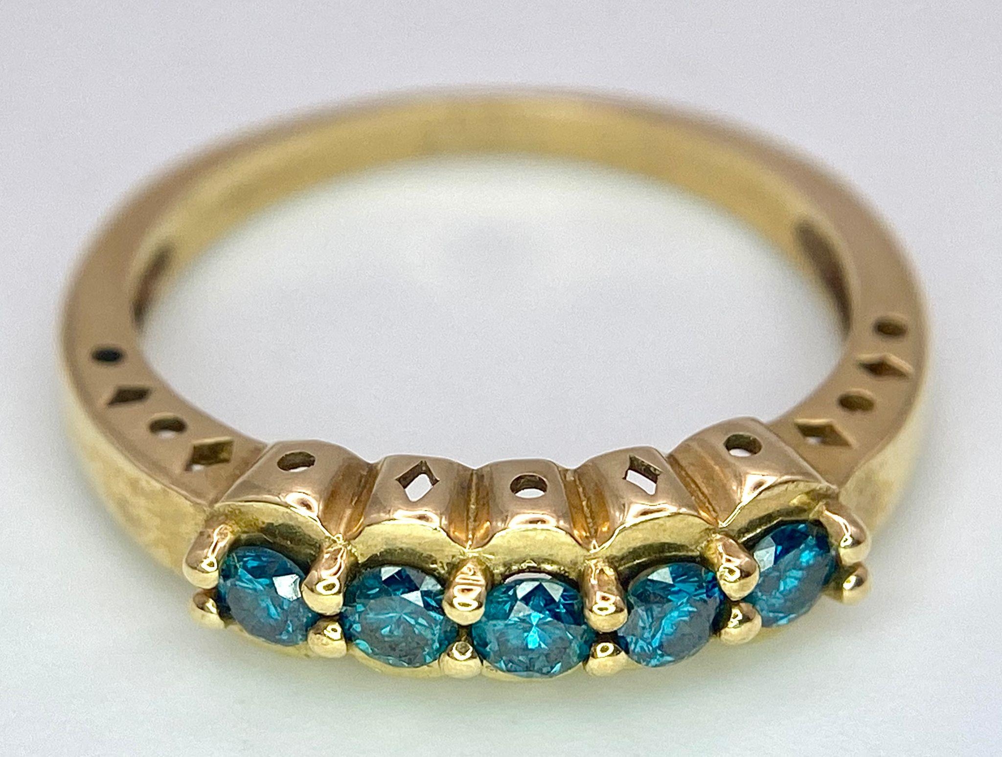 A 9K Yellow Gold Five Stone Topaz Ring. Size L. 2.12g total weight. - Image 4 of 6