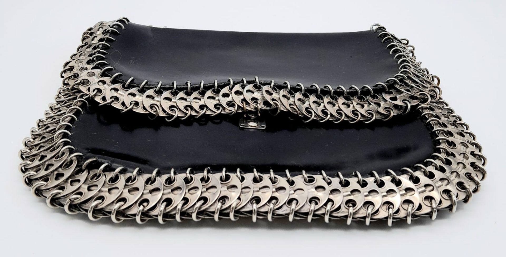 A Paco Rabanne Black 69 Chain Bag. Leather exterior with silver-toned perforated steel discs - Image 6 of 8