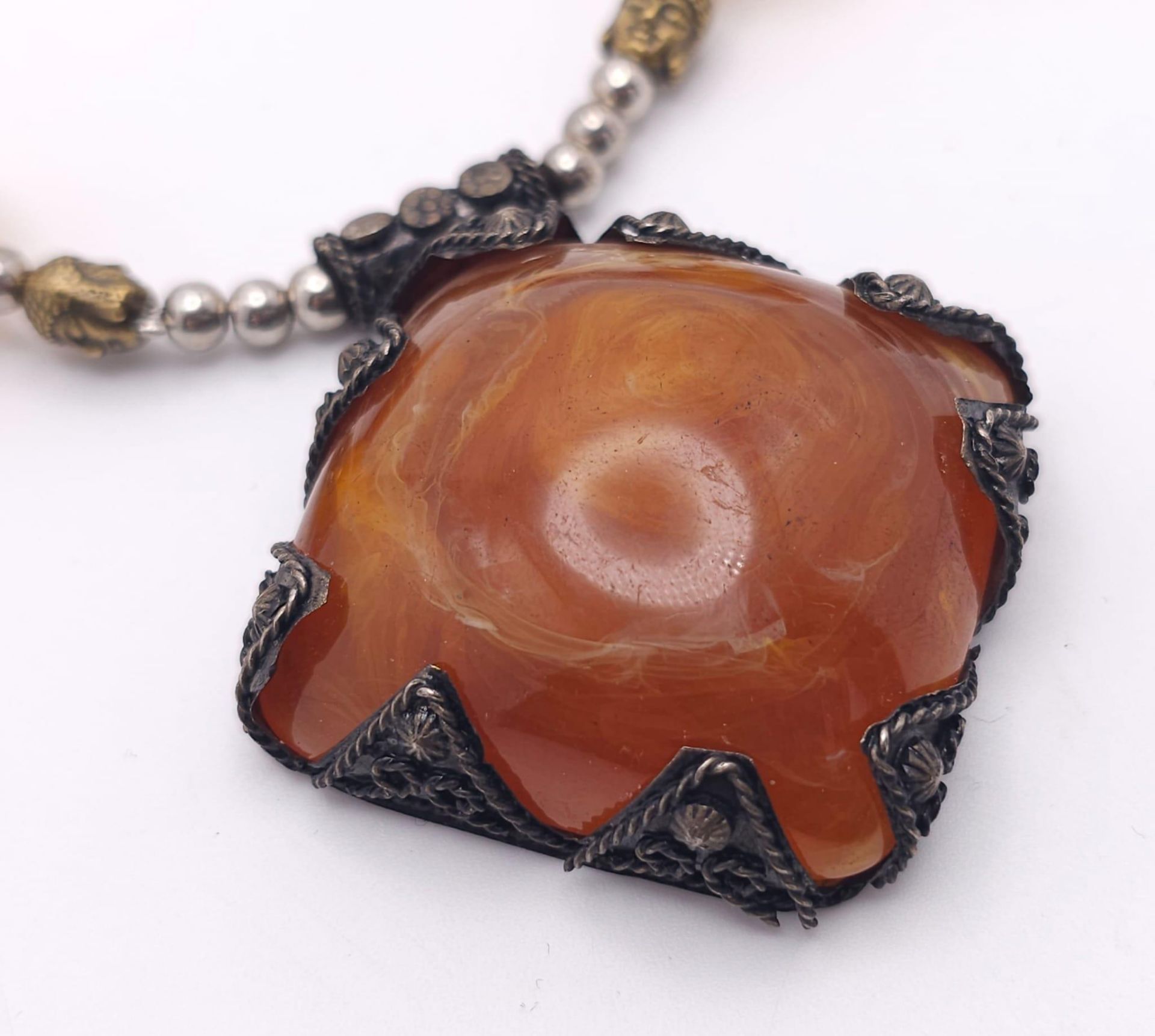 Two Amber Resin Statement Necklaces and Pendants. Both 56cm. - Bild 10 aus 17