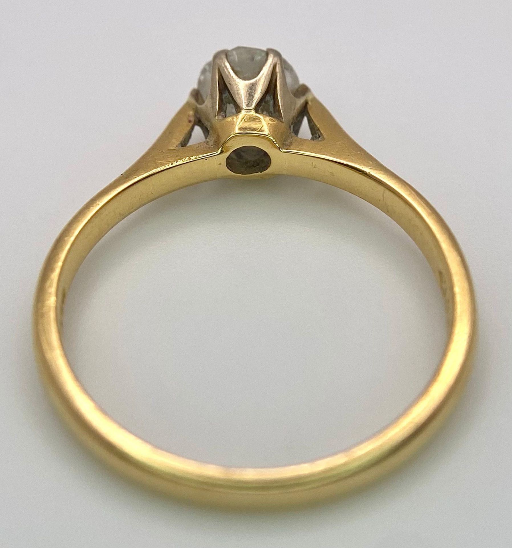 An 18K Yellow Gold Diamond Solitaire Ring. 0.75ct brilliant round cut diamond. Size N. 2.65g total - Image 5 of 6