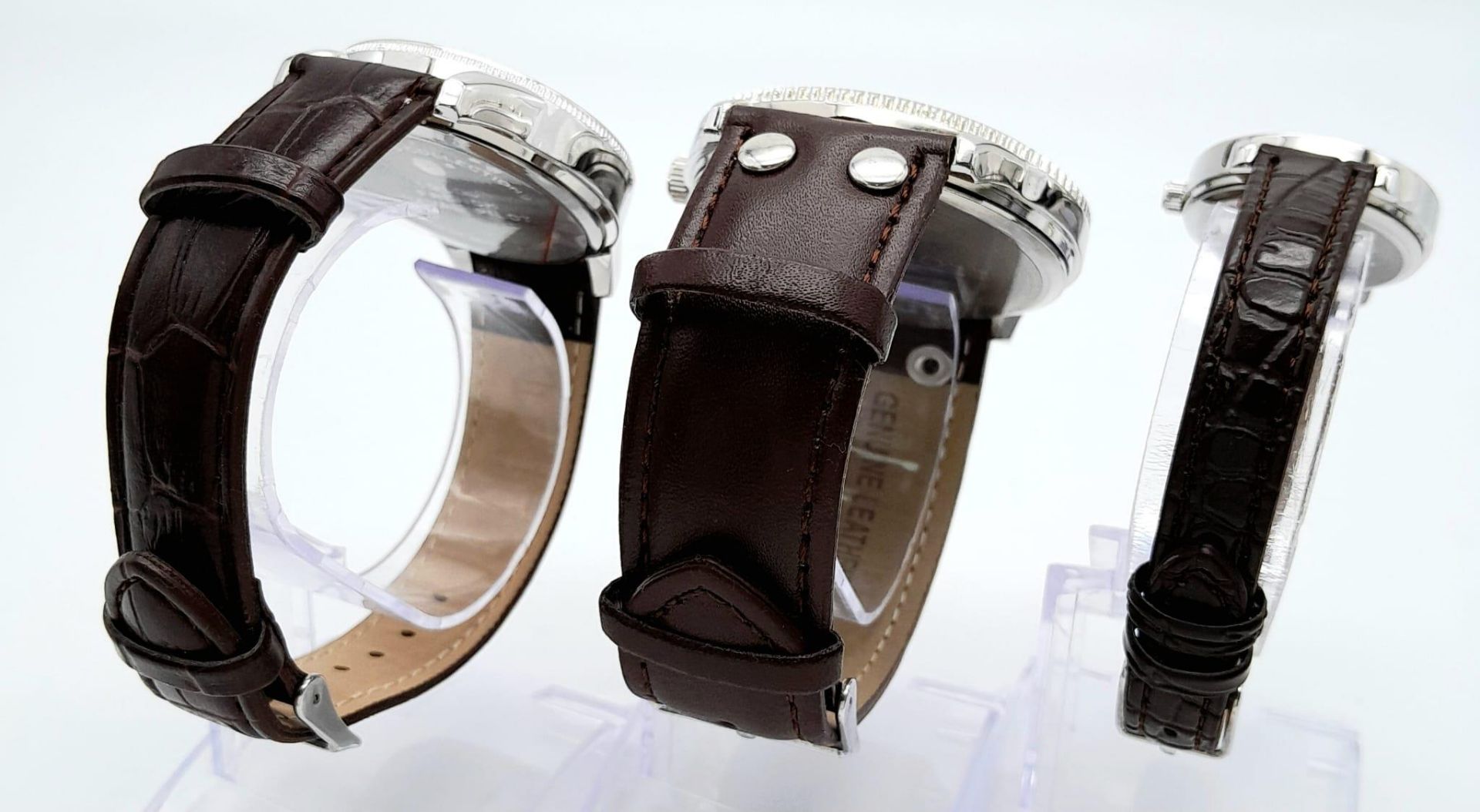 A Parcel of Three Leather Strapped, Military designed Homage Watches Comprising; 1) A German - Bild 4 aus 6