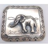 A Vintage South African Sterling Silver Elephant Relief Detailed Brooch. Circa 1950’s by Haglund.