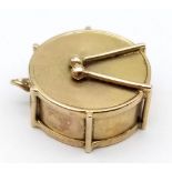 A 9K Yellow Gold Marching Band Drum Charm/Pendant. 2.25g